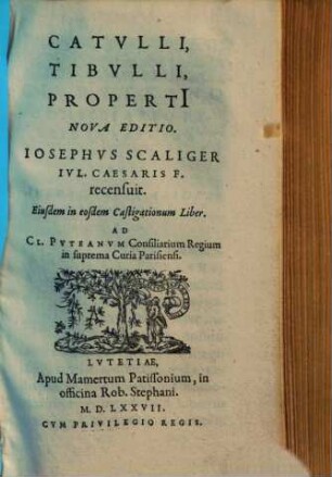 Catulli, Tibulli, Propertii nova editio
