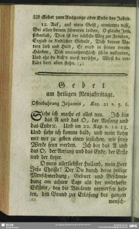 Gebet am heiligen Neujahrstage