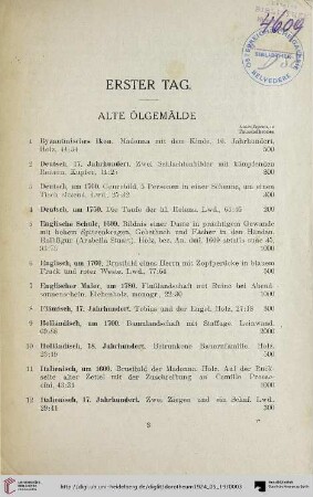 Alte Ölgemälde (Nr. 1-21)