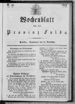 Nr. 46, Ausgabe vom 15. November 1862