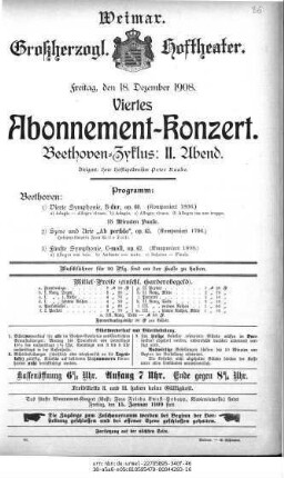 Abonnement=Konzert. Beethoven=Zyklus: II. Abend