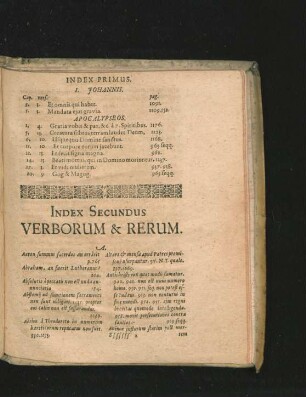 Index Secundus Verborum & Rerum.