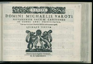 Michele Varotto: Sacrae cantiones in omnes anni festivitates ... Quinque vocum. Cantus
