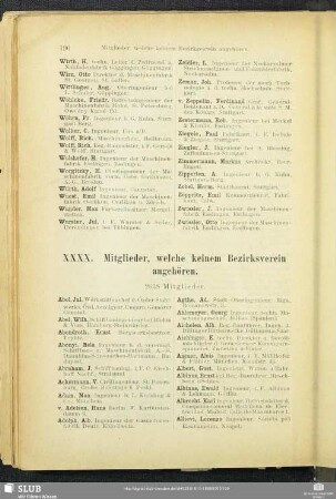 XXXX. Mitglieder, welche keinem Bezirksverein angehören.