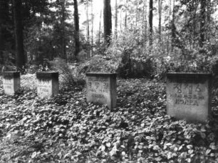 Dresden-Trachau, Moritzburger Landstraße 299. Heidefriedhof (1929-1934 angelegt). Ehrenhain mit Gedenksteinen für koreanische Antifaschisten (1962-1963; K. Girt, K. Röthig)