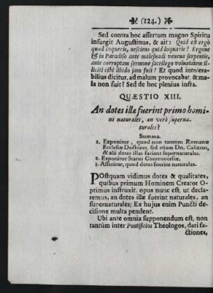 Quaestio XIII. An dotes illae fuerint primo homini naturales ...