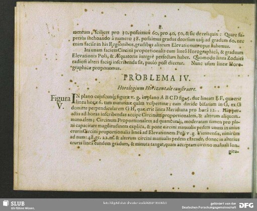 Problema IV. Horologium Horizontale construere