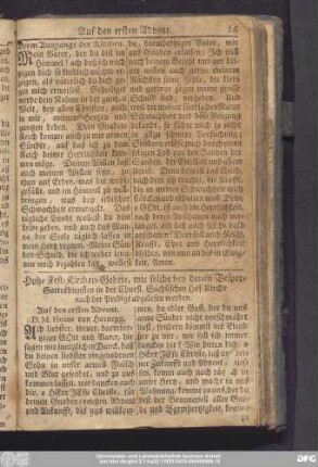 Hohe Fest-Kirchen-Gebete, wie solche bey denen Vesper-Gottesdiensten in der Churfl. Sächsischen Hof-Kirche nach der Predigt abgelesen werden.