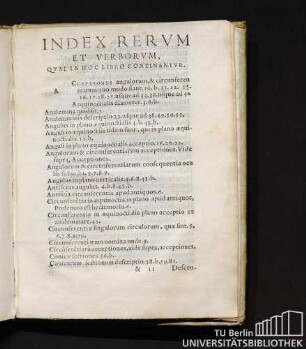 Index Rerum Et Verborum Quae In Hoc Libro Continentur.
