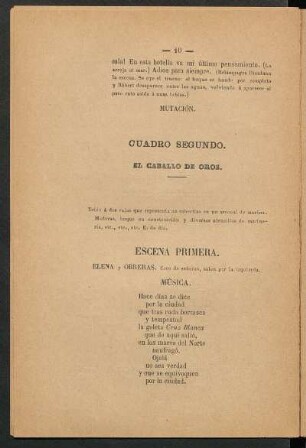Cuadro segundo. - El as de espadas y el caballo de oros.