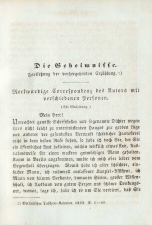 Die Geheimnisse. Fortsetzung der vorhergehenden Erzählung