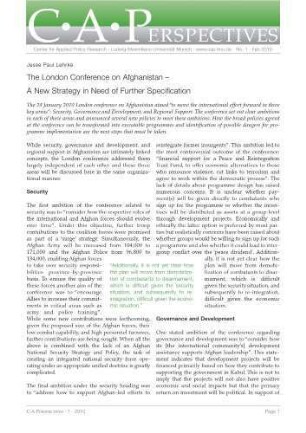 The London conference on Afghanistan : a new strategy in need of further specification