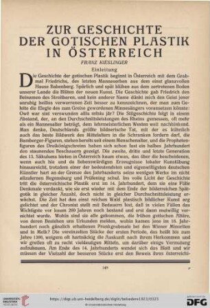 Zur Geschichte der gotischen Plastik in Österreich, [1]