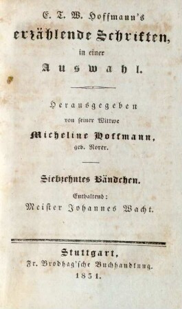 Bändchen 17: Meister Johannes Wacht