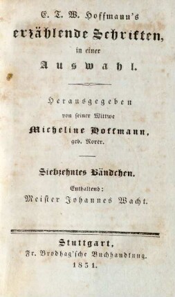 Bändchen 17: Meister Johannes Wacht