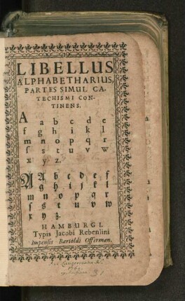 Libellus Alphabetharius, Partes Simul Catechismi Continens