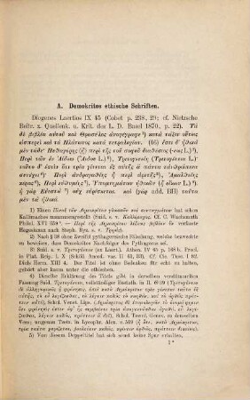 Die Ethika des Demokritos : Text und Untersuchungen