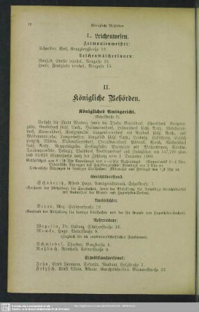 II. Behördenverzeichnis : II. Königliche Behörden