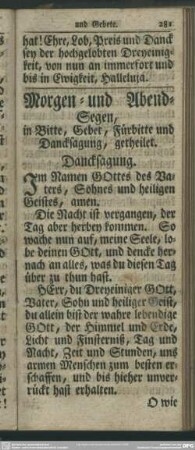 Morgen- und Abend-Segen, in Bitte, Gebet, Fürbitte und Dancksagung, getheilet