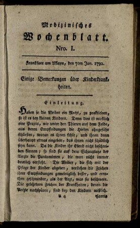 Nro. I. Frankfurt am Mayn, den 7ten Jan. 1792. - Nro. IV. Frankfurt am May, den 28ten Jan. 1792.