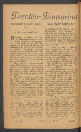 Dorotéa-Dansarina de Córda : (Continuação do numero anterior). [Romance]. (Continúa no proximo número)