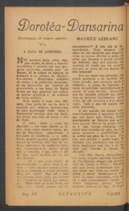 Dorotéa-Dansarina de Córda : (Continuação do numero anterior). [Romance]. (Continúa no proximo número)