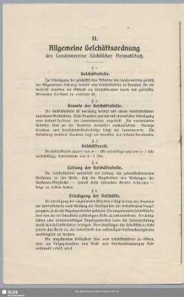 II. Allgemeine Geschäftsordnung des Landesvereins Sächsischer Heimatschutz