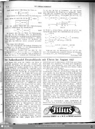 Der Außenhandel Deutschlands mit Uhren im August 1927