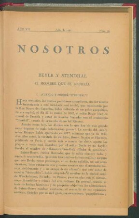 Beyle y Stendhal : El hombre que se abubría