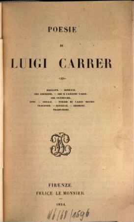 Opere scelte di Luigi Carrer, 1. Poesie di Luigi Carrer