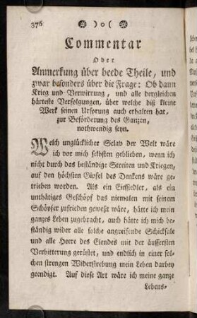 376-402, Commentar oder Anmerkung über beede Theile,...