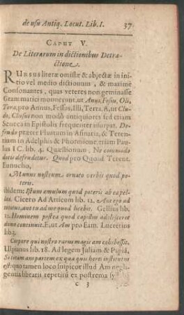Caput V. De Literarum in dictionibus Detractione.