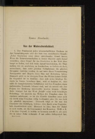 Erster Abschnitt. Von der Wahrscheinlichkeit.