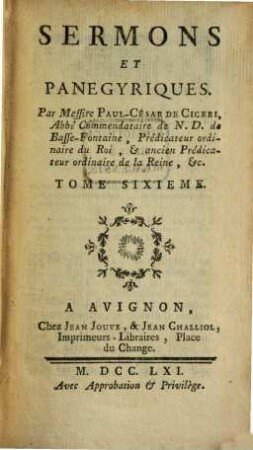 Sermons Et Panegyriques, 6