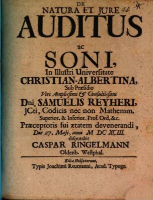 De natura et iure auditus ac soni