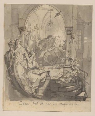 Faust im Studierzimmer. Entwurf zu einer Illustration zu Faust I