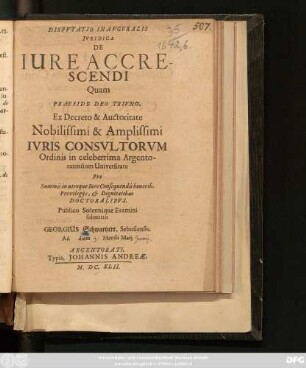 Disputatio Inauguralis Iuridica De Iure Accrescendi