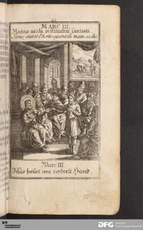 Jesus heilet eine verdorte Hand.