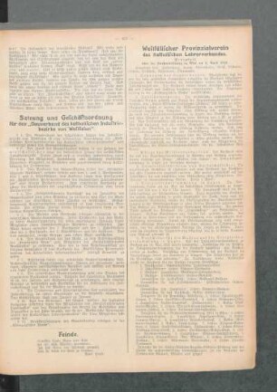 Westfälischer Provinzialverein des Katholischen Lehrerverbandes : Protokoll über die Vorstandssitzung in Werl am 6. April 1913