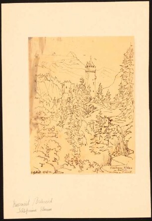 Schlossruine Klamm im Inntal, Mötz: Durchzeichnung: Perspektivische Ansicht, nach: Neues Blatt, 1875, S. 149