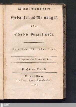 Sechster Band: Mit einigen litterarischen Nachrichten über Bode