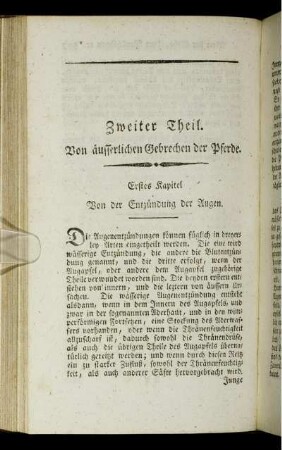 Zweiter Theil. Von äusserlichen Gebrechen der Pferde.