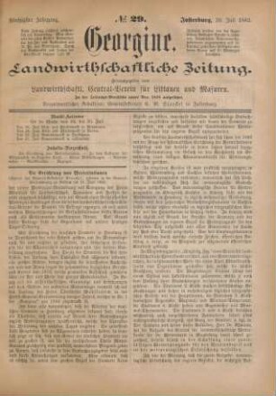 Fünfzigster Jahrgang. No. 29. Insterburg, 20. Juli 1882.