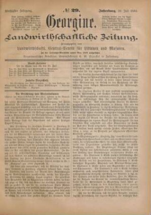 Fünfzigster Jahrgang. No. 29. Insterburg, 20. Juli 1882.