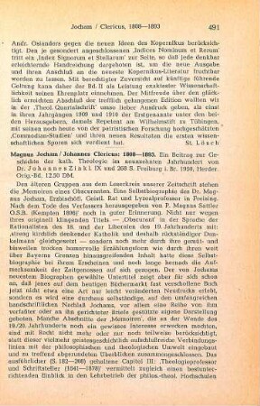 491-492 [Rezension] Zinkl, Johannes, Magnus Jocham, Johannes Clericus