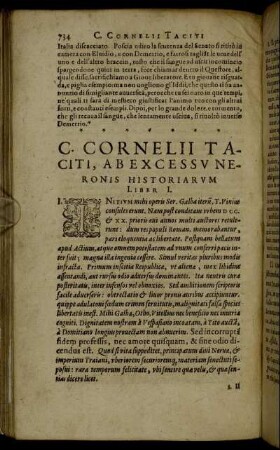C. Cornelii Taciti, Ab Excessu Neronis Historiarum.