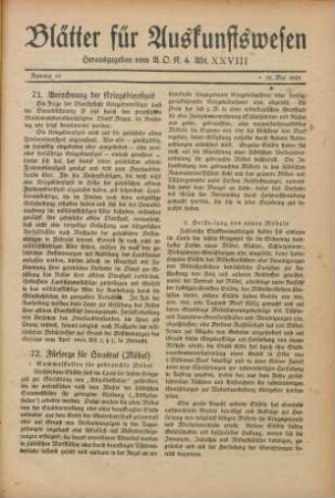 19.1918: Blätter für Auskunftswesen