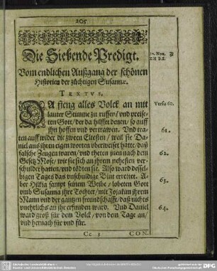 Die Siebende Predigt. Vom endlichen Außgang der schönen Historien der züchtigen Susannae