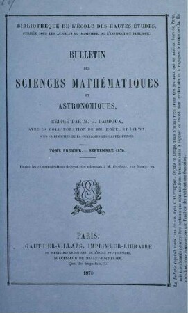 Tome Premier. - Septembre 1870.