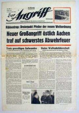 Tageszeitung "Der Angriff" zu den Kämpfen um Aachen